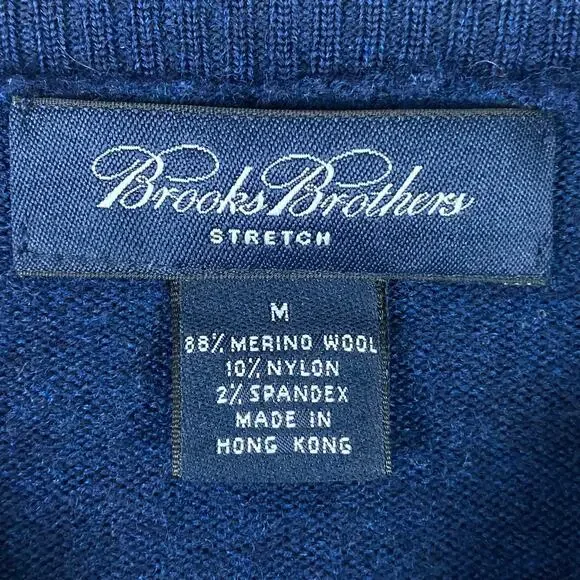 NWOT BROOKS BROTHERS Sweater Men M Navy Merino-Wool V-Neck Long-Sleeve - Picture 4 of 9